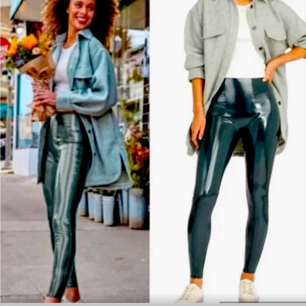 Faux leather Spanx dark green